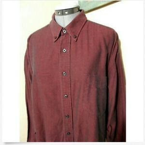 CAMBRIDGE CLASSICS Dress Shirt XL Wine Black twill Long sleeve Button down colla